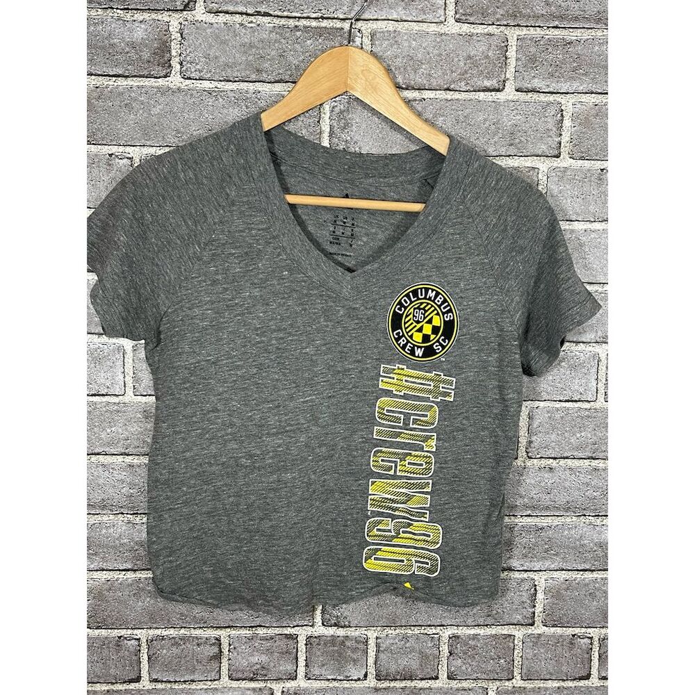 Adidas Women's Cropped T-Shirt Gray V-Neck Columbus Crew Size M